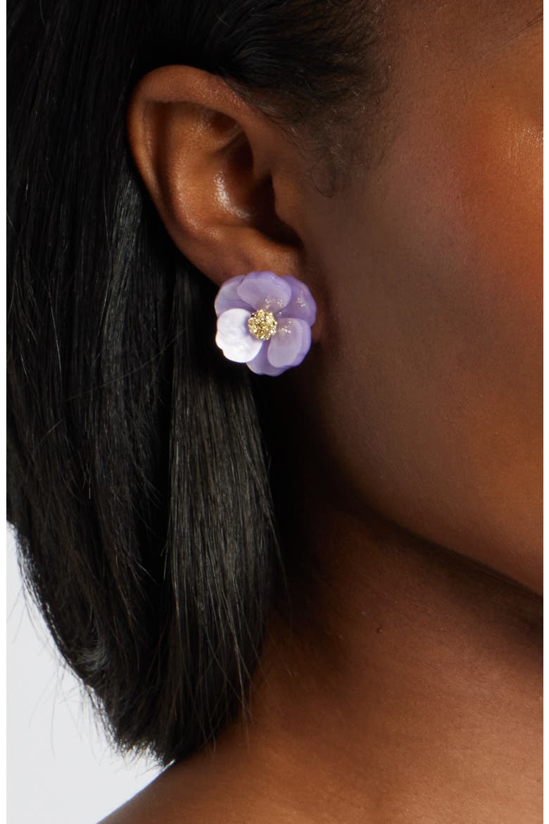 Floral Statement Stud Earrings, Alternate, color, LAVENDER- GOLD