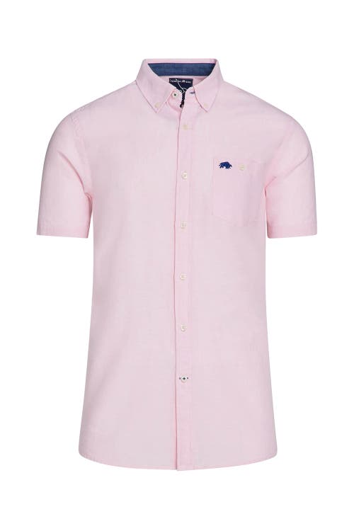 Raging Bull Short Sleeve Linen Shirt In Pink