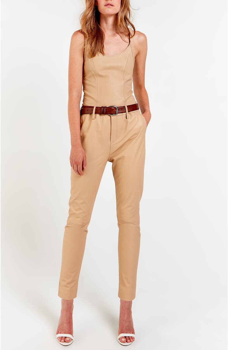 AS by DF Jordan Recycled Leather Trousers, Alternate, color, Cafe Con Leche