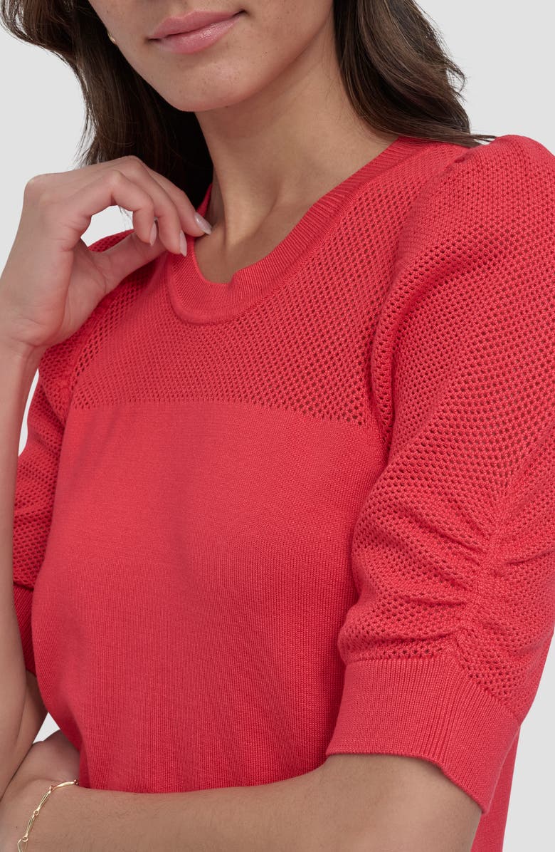 DKNY Puff Sleeve Sweater, Alternate, color, Watermelon