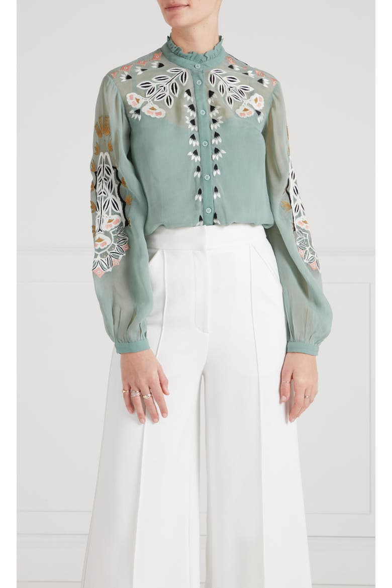 Rosalba Shirt, Alternate, color, Jade Green