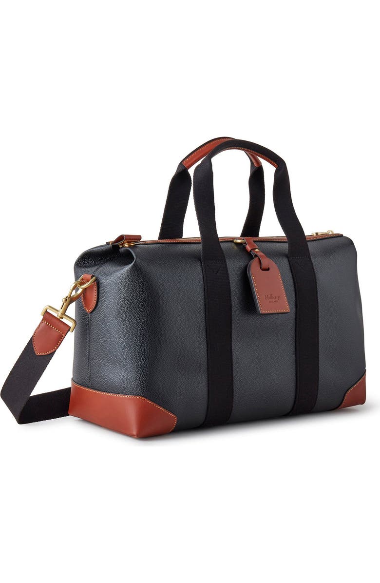Mulberry Heritage Day Clipper Eco Scotchgrain Duffle, Alternate, color, Black-Cognac