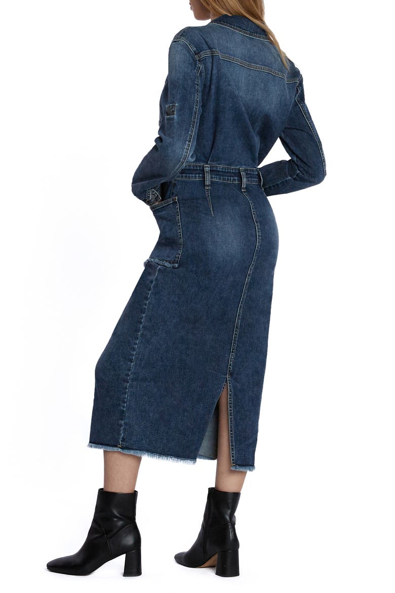 Nora Long Sleeve Denim Maxi Shirtdress, Alternate, color, REBORN BLUE