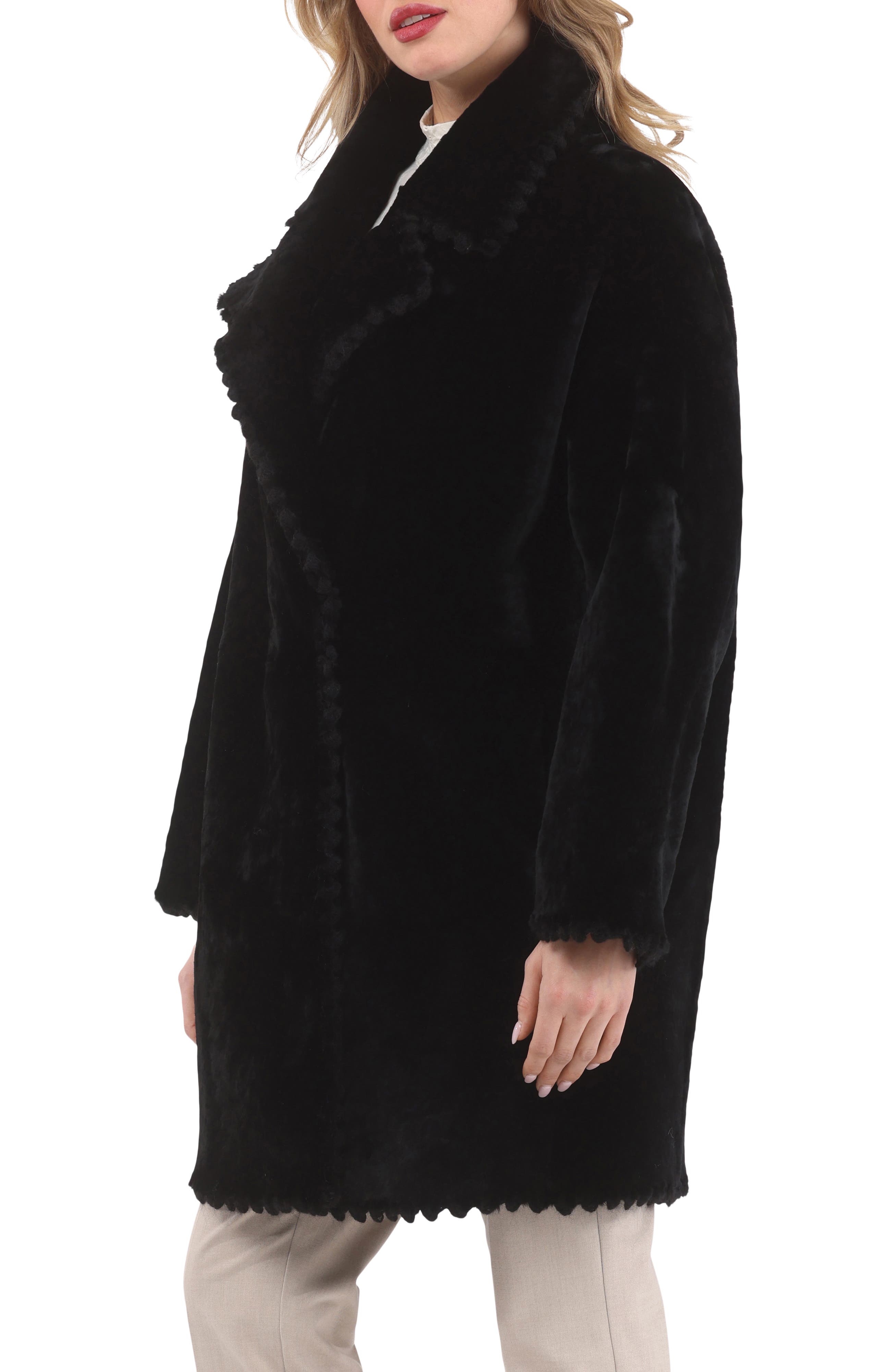 Reversible Genuine Shearling Jacket with Embroiderd Trim - image 2