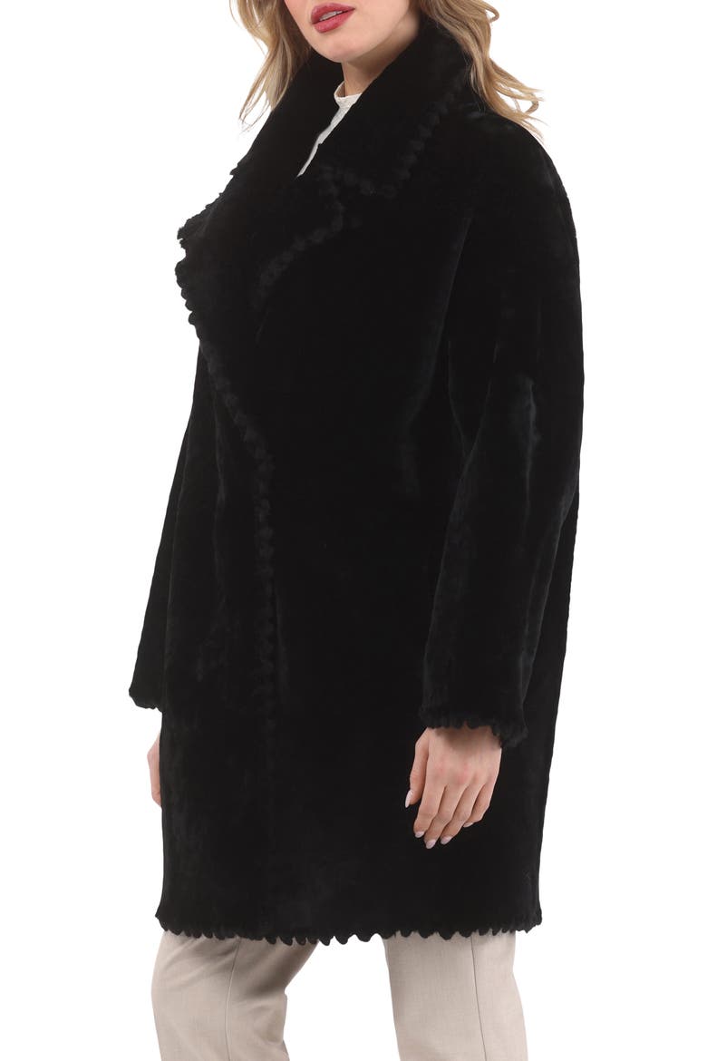 Reversible Genuine Shearling Jacket with Embroiderd Trim, Alternate, color, BLACK/BLACK