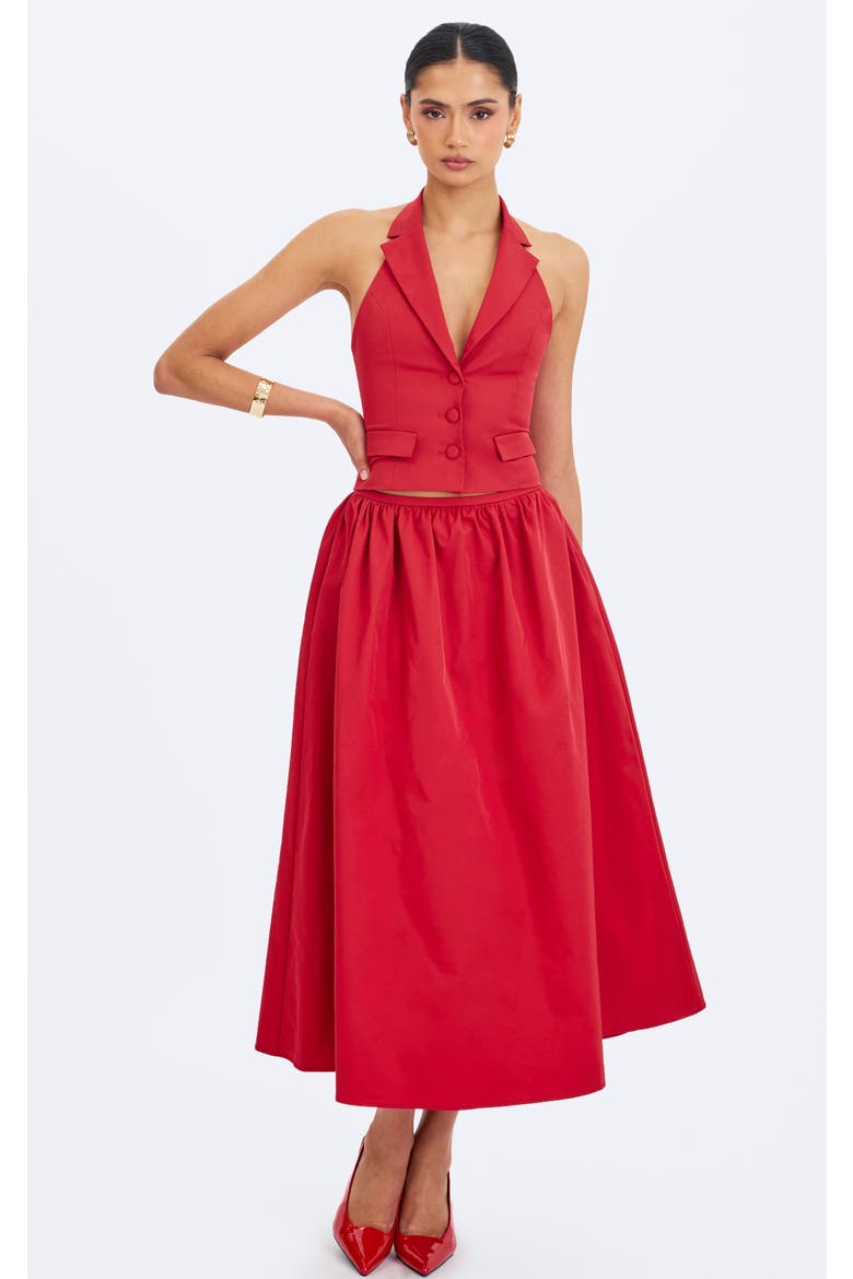 Ursella Halter Single-Breasted Lapel Top, Alternate, color, Crimson