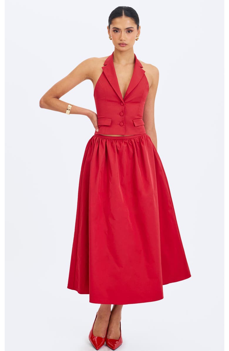 Miss Circle Ursella Halter Single-Breasted Lapel Top, Alternate, color, Crimson