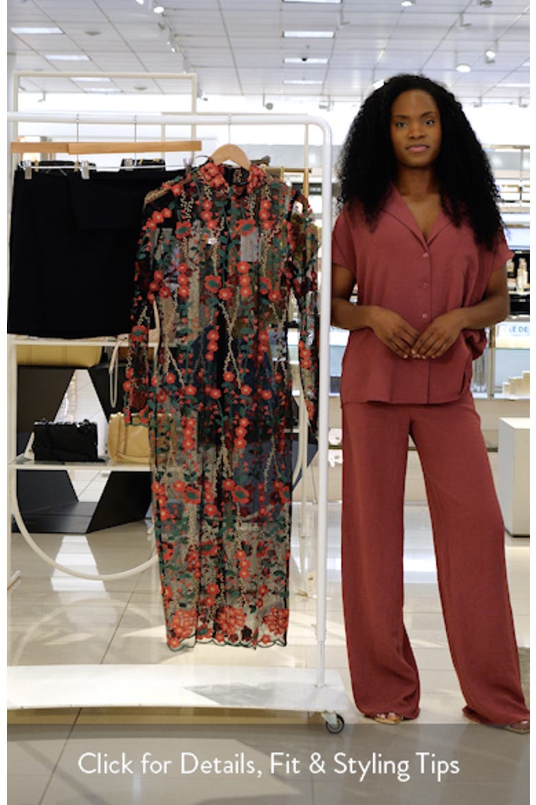 Floral Embroidered Long Sleeve Midi Dress video