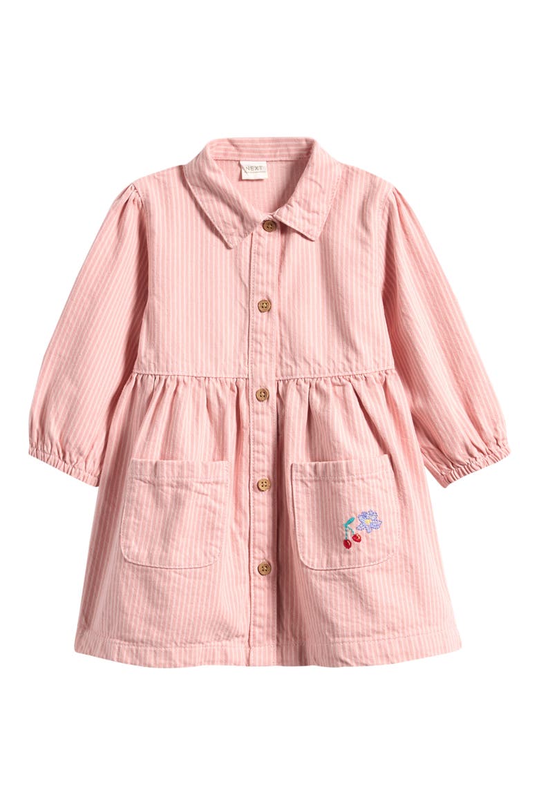 Kids' Stripe Long Sleeve Cotton Dress, Main, color, PINK