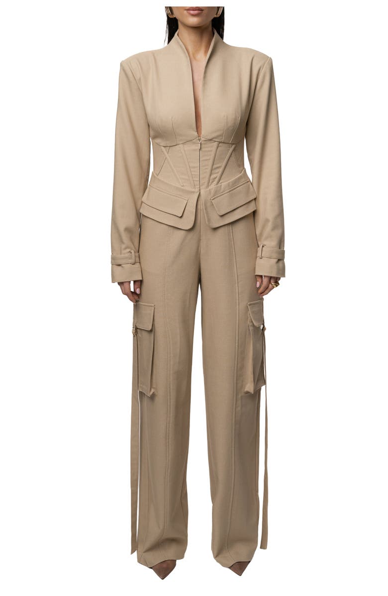 JLUXLABEL Day Off Cargo Jumpsuit, Main, color, Stone