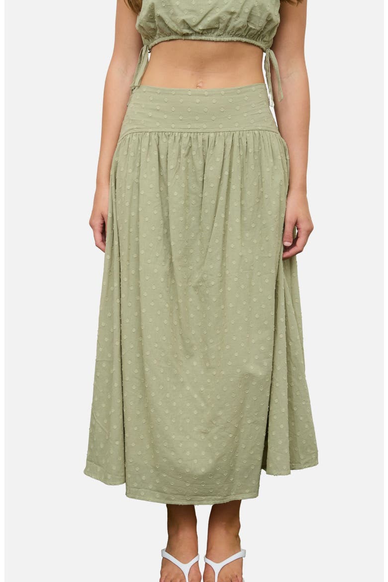Swiss Dot Cotton Midi Skirt, Alternate, color, OLIVE