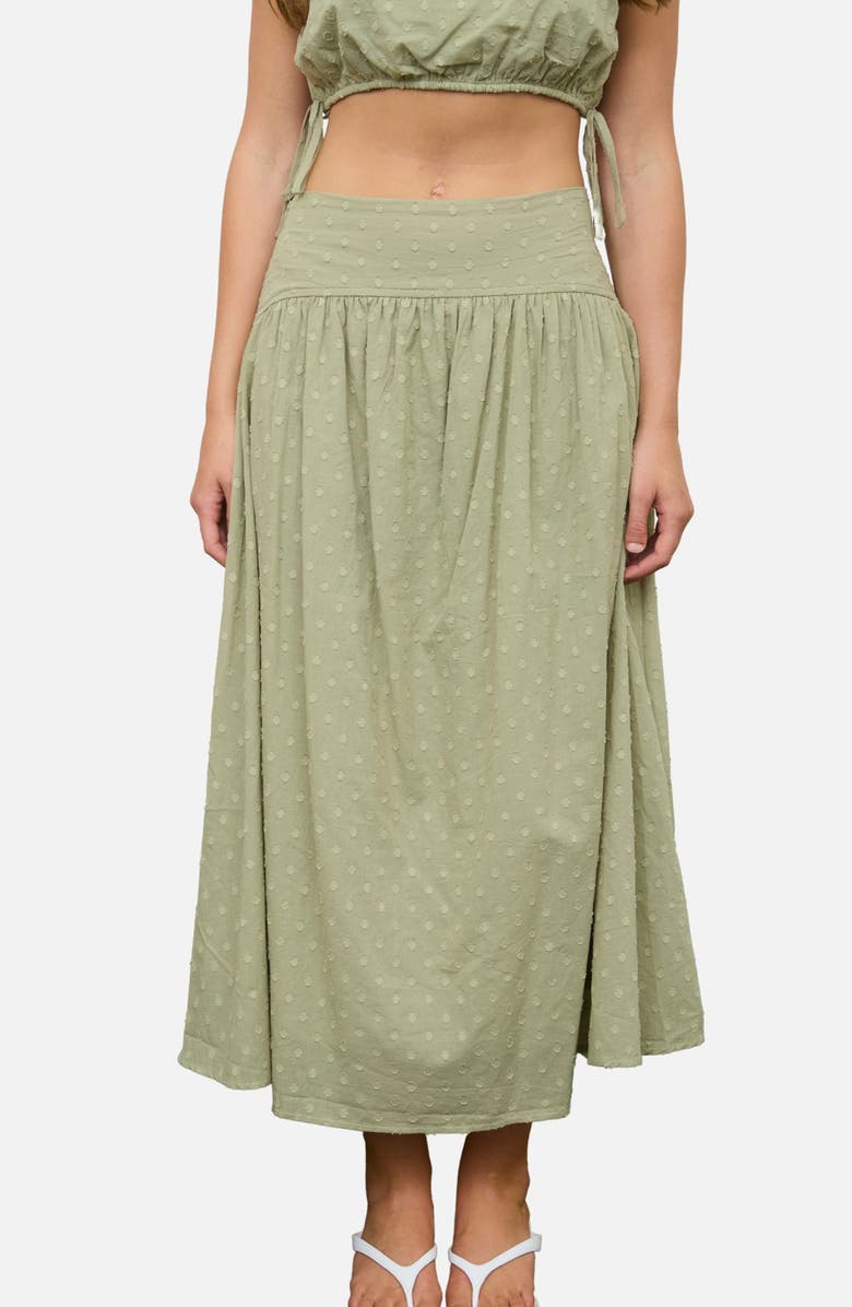 Blu Pepper Swiss Dot Cotton Midi Skirt, Alternate, color, 