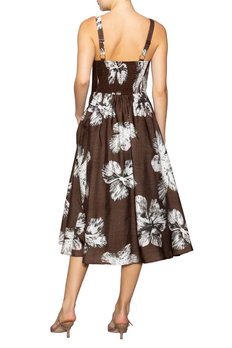 Floral Print Sleeveless Midi Dress, Alternate, color, BROWN FLORAL