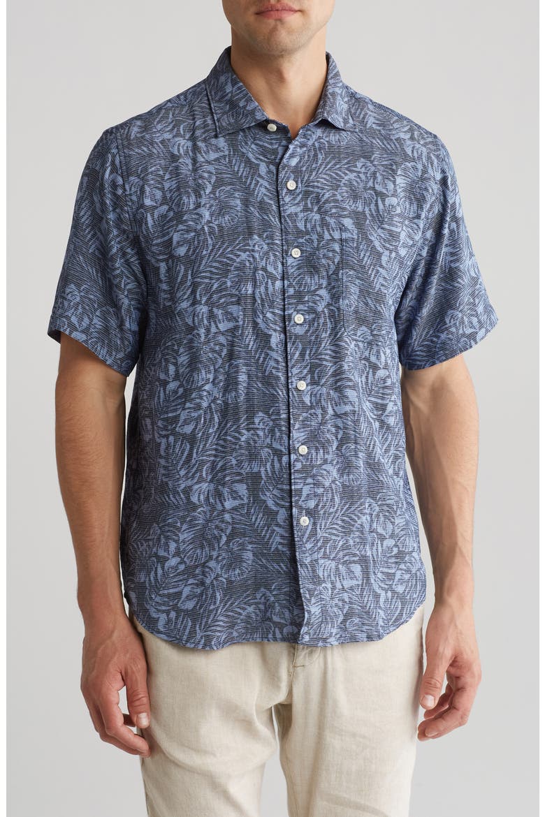 Fallen Leaves Tencel® Modal Blend Button-Down Shirt, Main, color, INDIGO