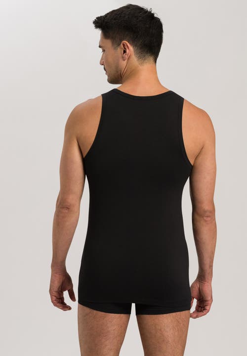 Hanro Cotton Superior Fitted Cotton Tank Top In Black