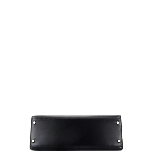 Pre-owned Hermes  Hermes Kelly Handbag Black Box Calf With Palladium Hardware 32 In Black