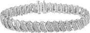 Haus of Brilliance Silver 3.0 Cttw Diamond Multi Row Cluster Slanted Wave Link Tennis Bracelet
