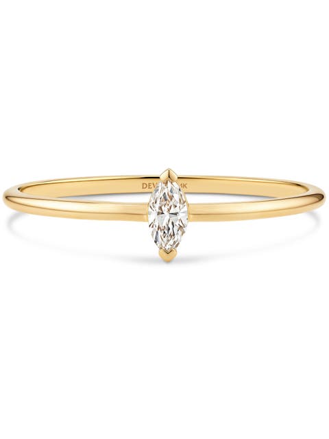 Marquise Lab Grown Diamond Solitaire Ring in 14K Gold