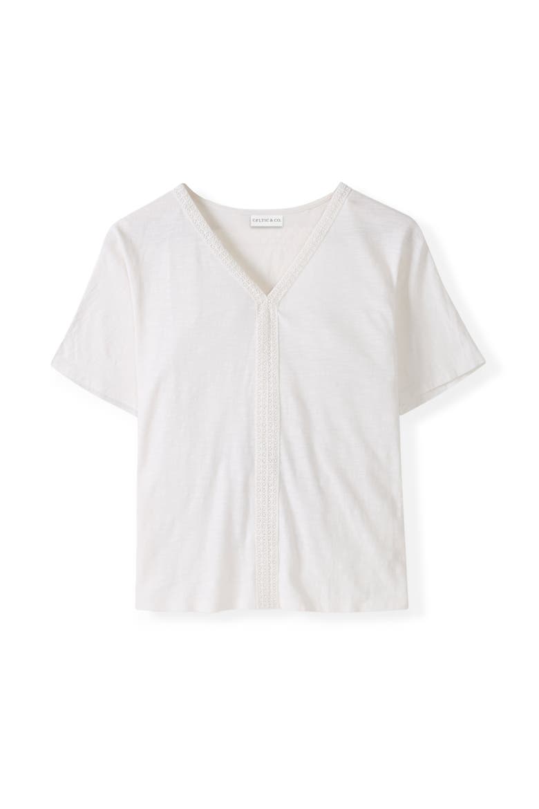 Slub Jersey V-Neck Trim Top, Alternate, color, CHALK