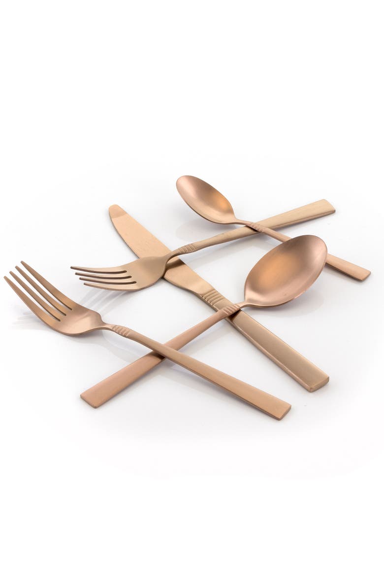 Cravat 20 Piece Flatware Utensil Set, Alternate, color, Matte Rose