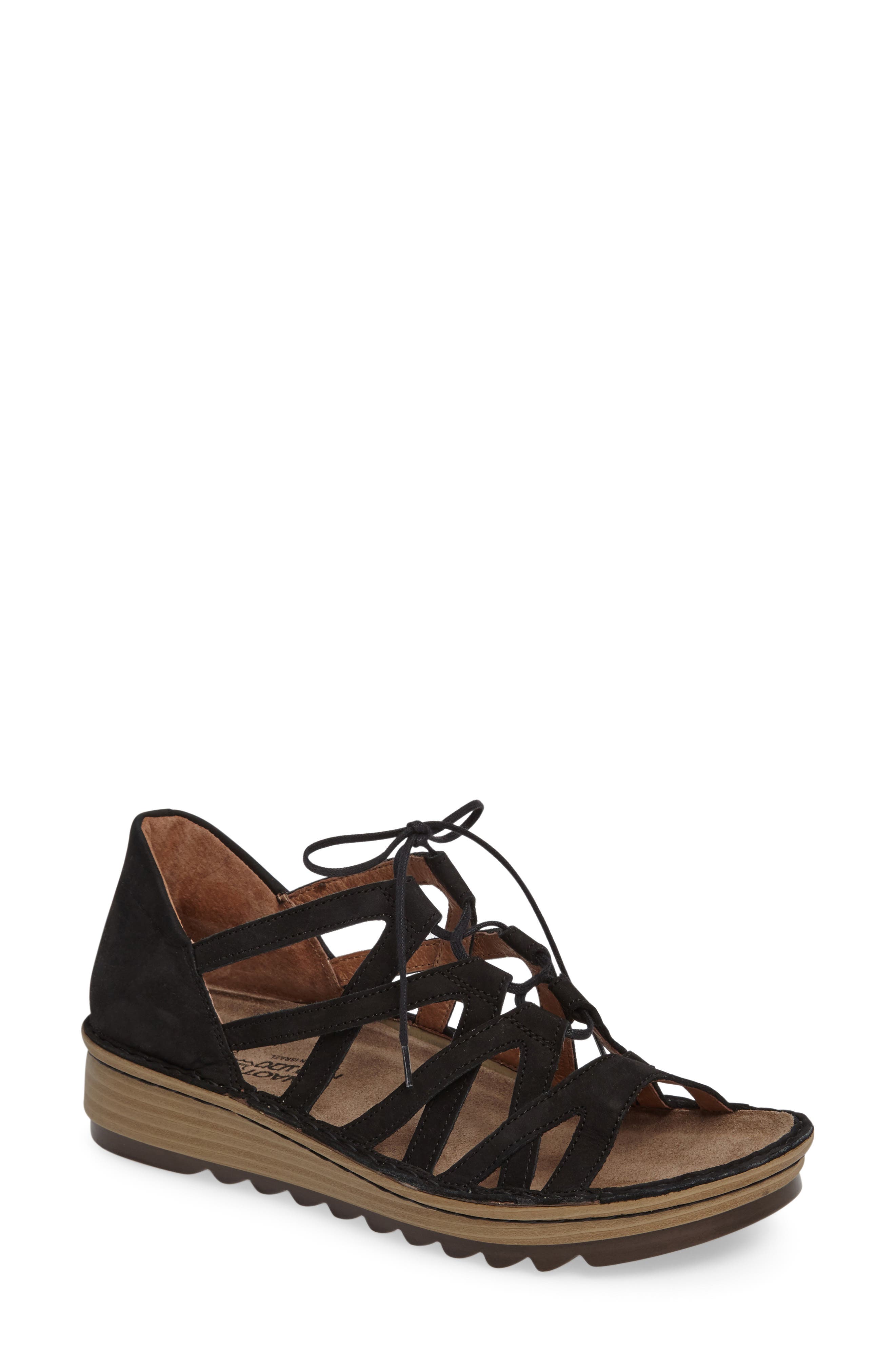 Yarrow Sandal, Main, color, BLACK NUBUCK LEATHER