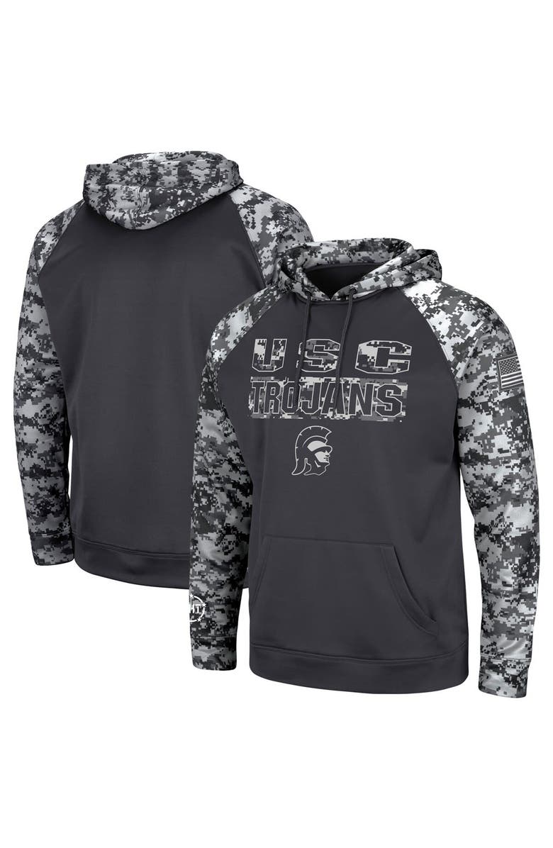 COLOSSEUM Men's Colosseum Charcoal USC Trojans OHT Military Appreciation Digital Camo Pullover Hoodie, Main, color, Charcoal