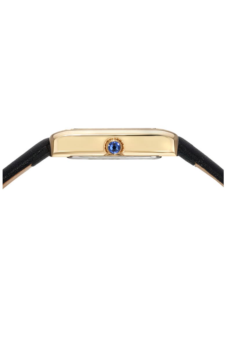 Karolina Diamond Leather Strap Watch, 21.5mm x 30mm - 0.06 ctw, Alternate, color, GOLD-BLACK