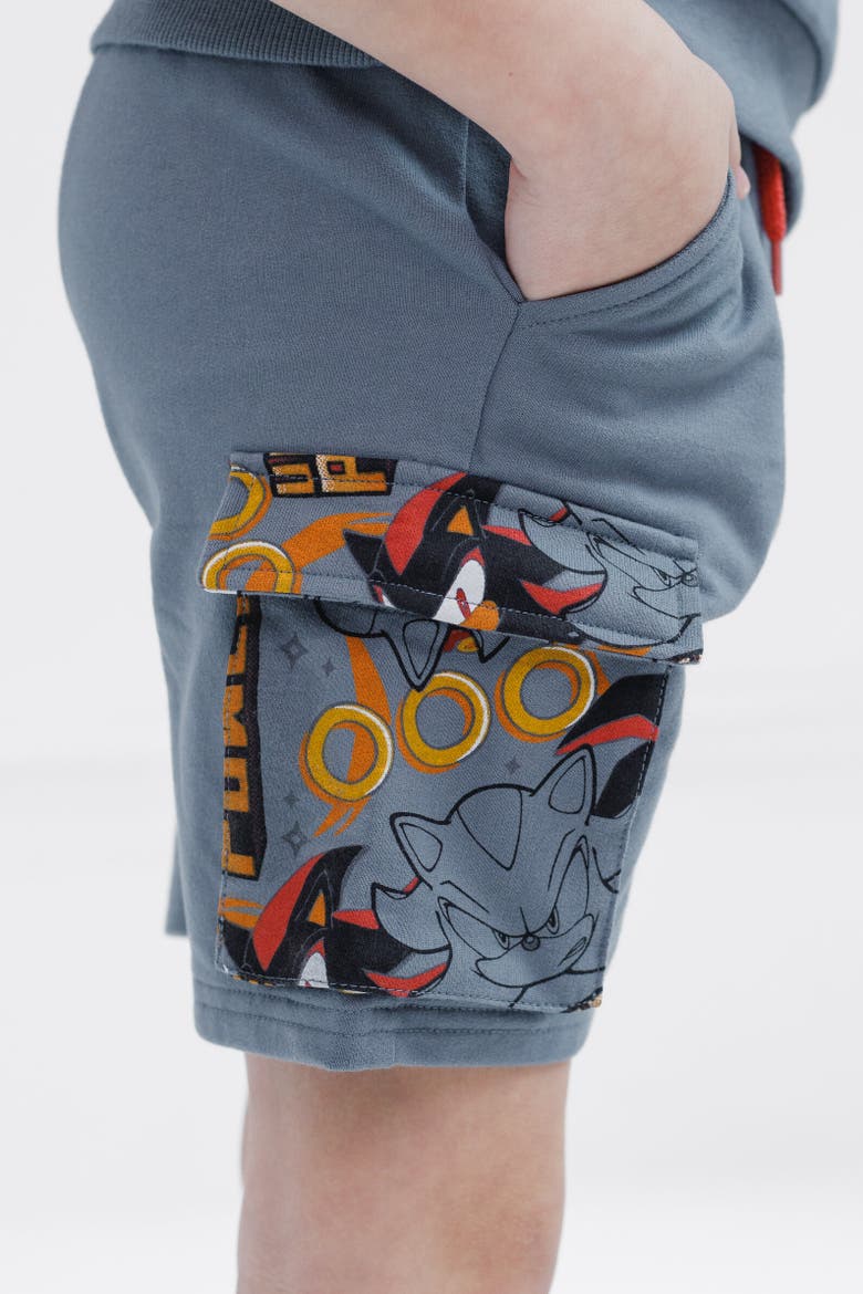 Sonic the Hedgehog Short Sleeve Hoodie & Shorts Set, Alternate, color, Gray Shadow Chaos Control