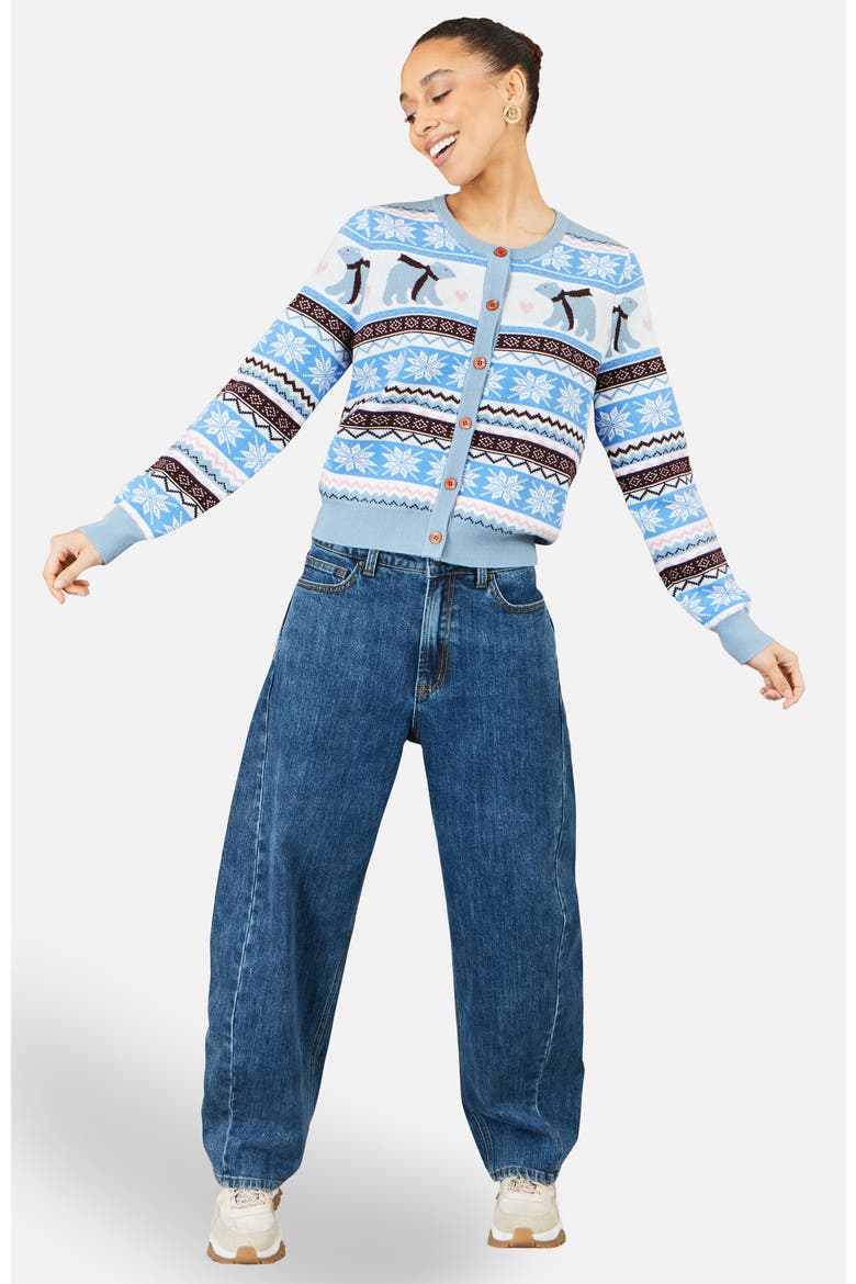 Polar Bear Fairisle Cardigan, Alternate, color, Blue