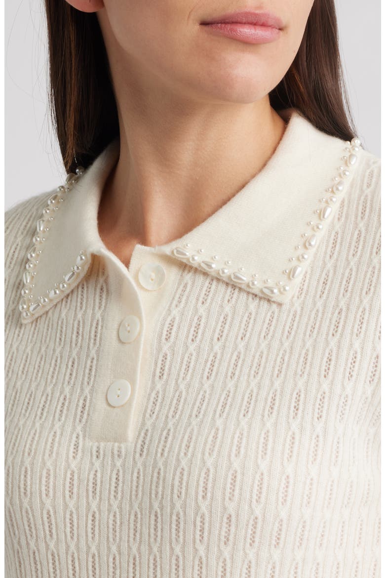 The Stevie Cashmere Polo Sweater, Alternate, color, VANILLA