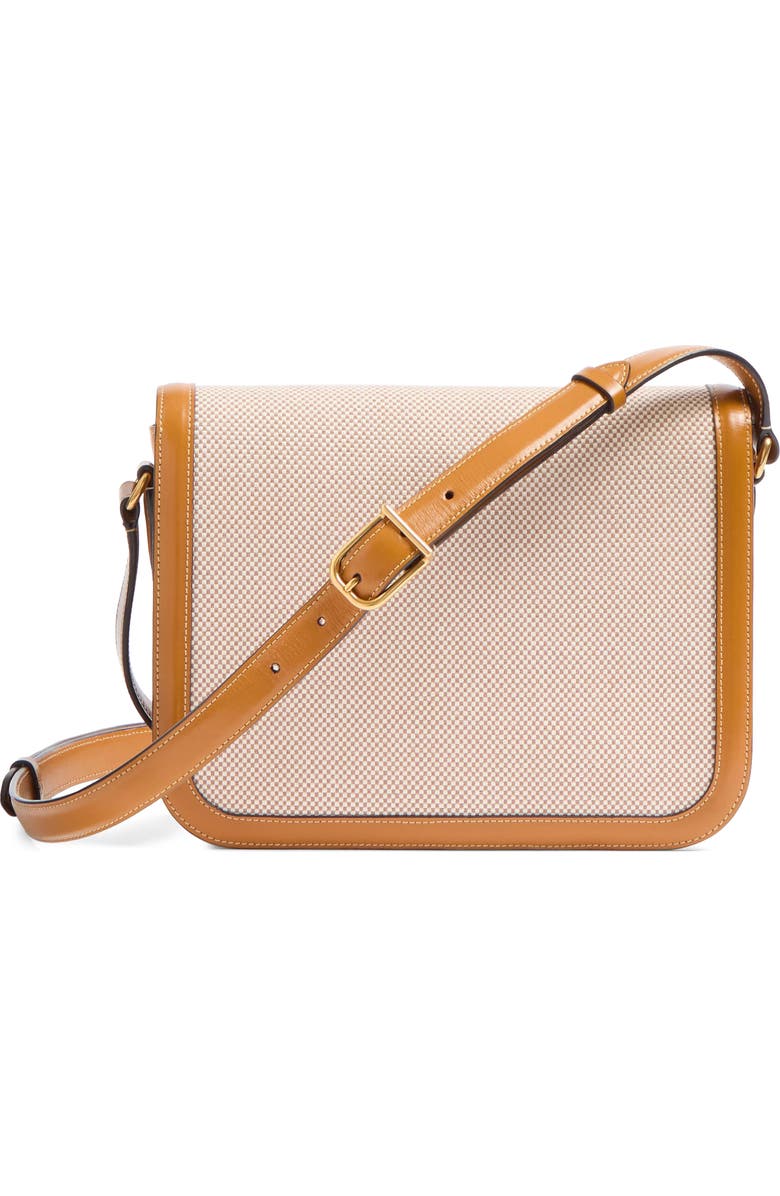 Valentino Garavani 9TO5 Canvas & Leather Shoulder Bag, Alternate, color, Natural/ Tabacco