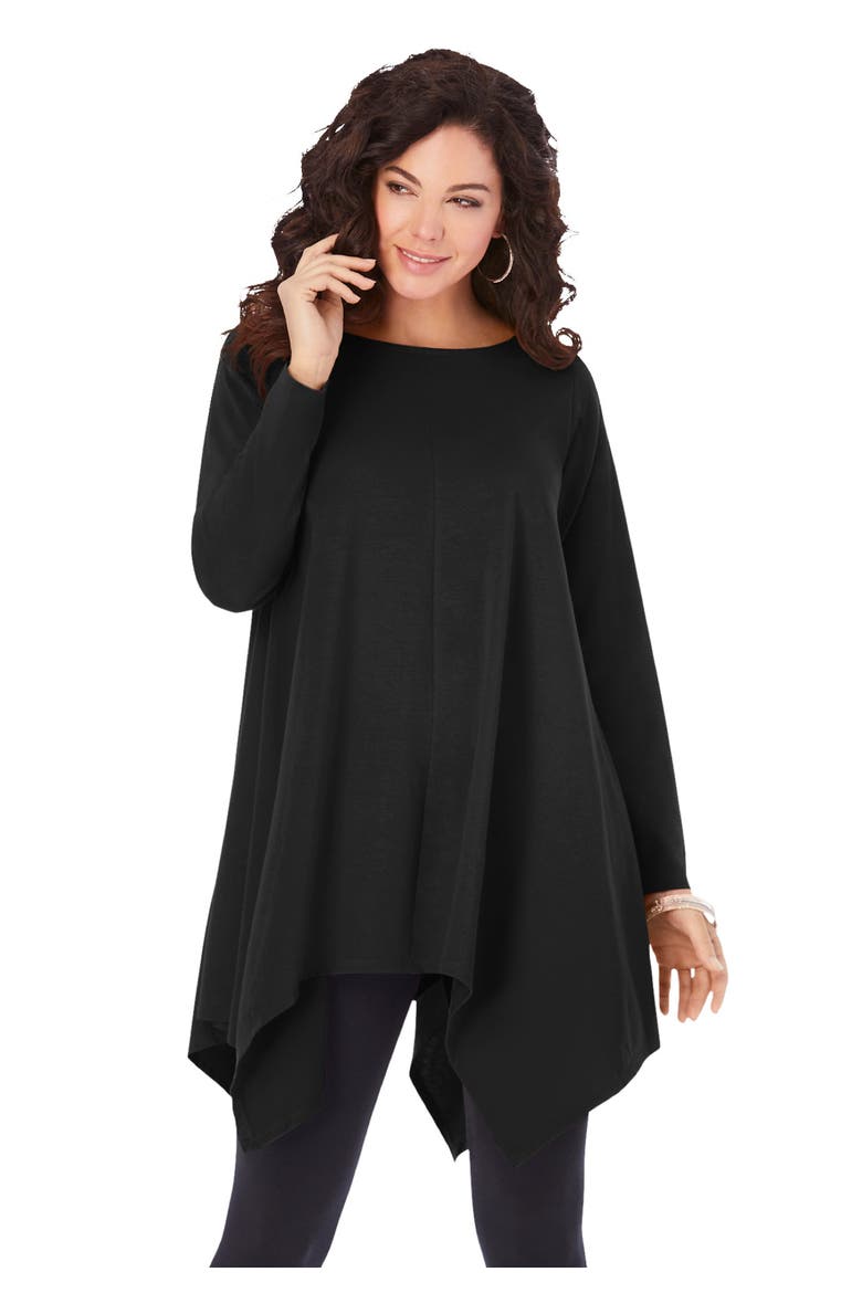 Plus Size Ultimate Handkerchief Hem Tunic, Main, color, BLACK