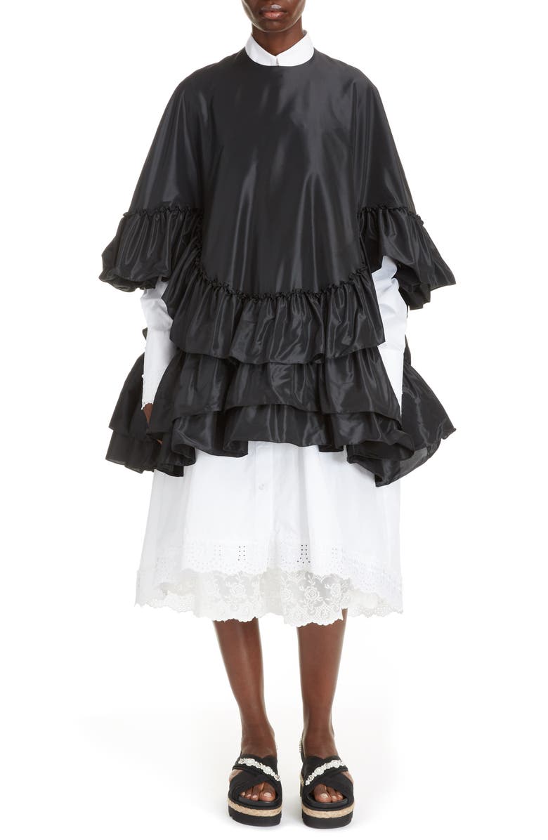 Simone Rocha Tiered Ruffle Taffeta Top, Alternate, color,