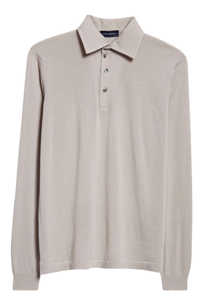 Merino Wool Polo Sweater, Alternate, color, STONE