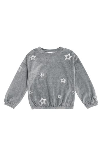 Splendid Kids' Foil Star Pullover Sweatshirt In Gray