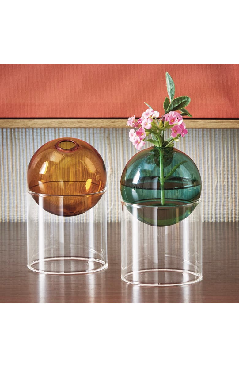 tag Multi Glass Sphere Vases Set of 2 3.15x3.15x5.1 in, Alternate, color, Multicolored