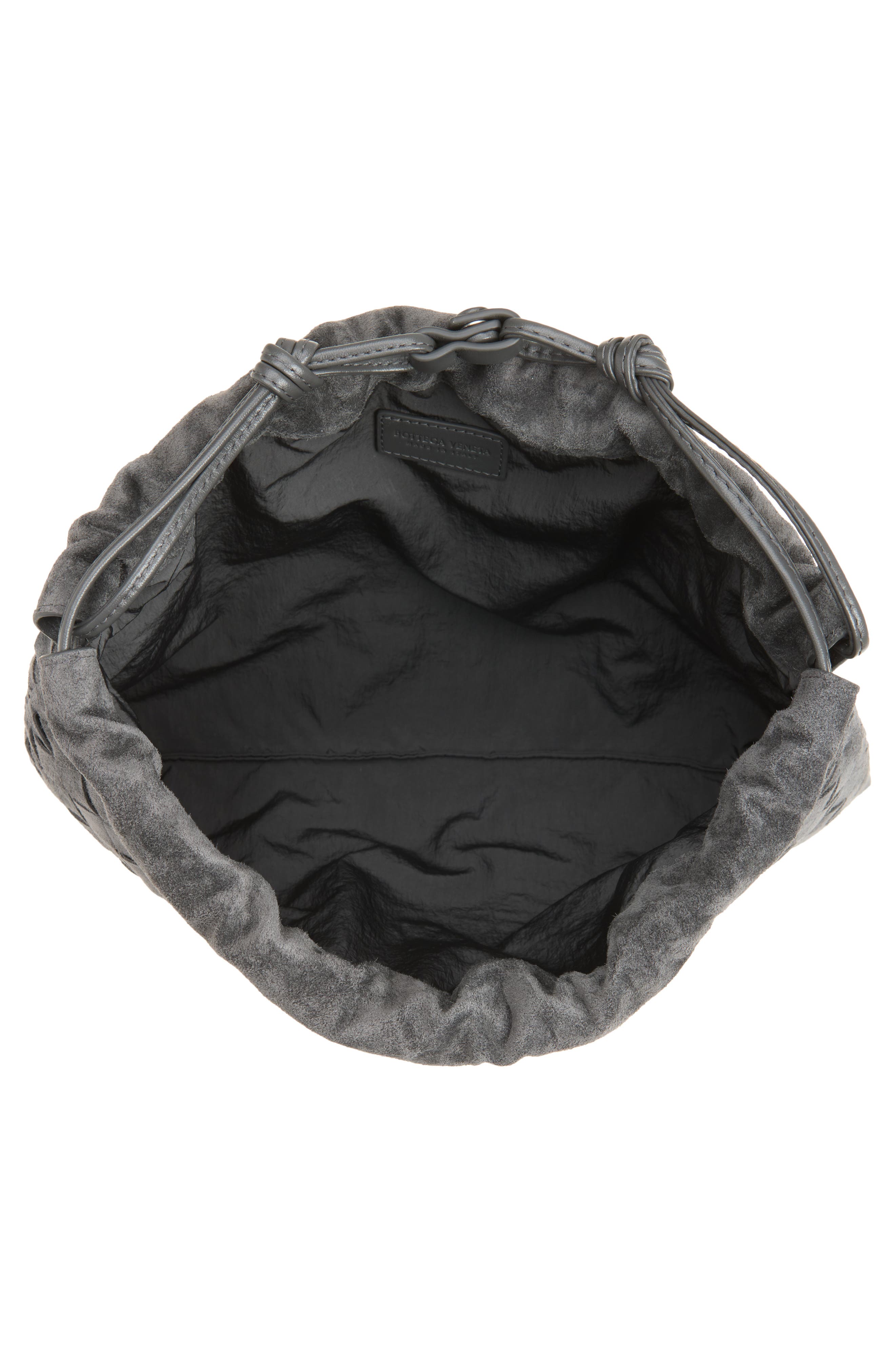 Medium Dustbag Intrecciato Suede Bag, Alternate, color, 1689 OBSIDIAN GREY/ GOLD