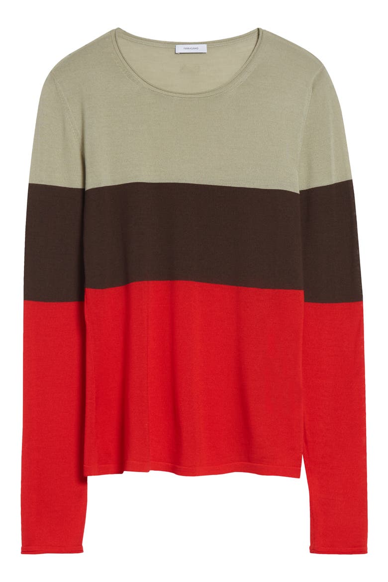 Colorblock Virgin Wool Sweater, Alternate, color, RED/ EXP/ BUR
