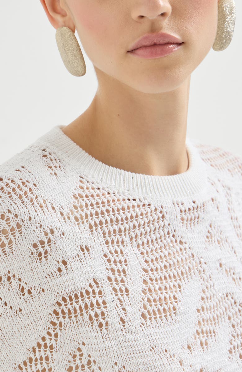 Brunello Cucinelli Dazzling water lilies t-shirt, Alternate, color, White