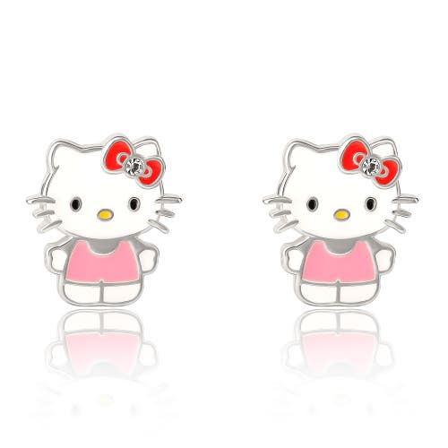 Hello Kitty Light Pink Shirt Crystal Stud Earrings In Metallic