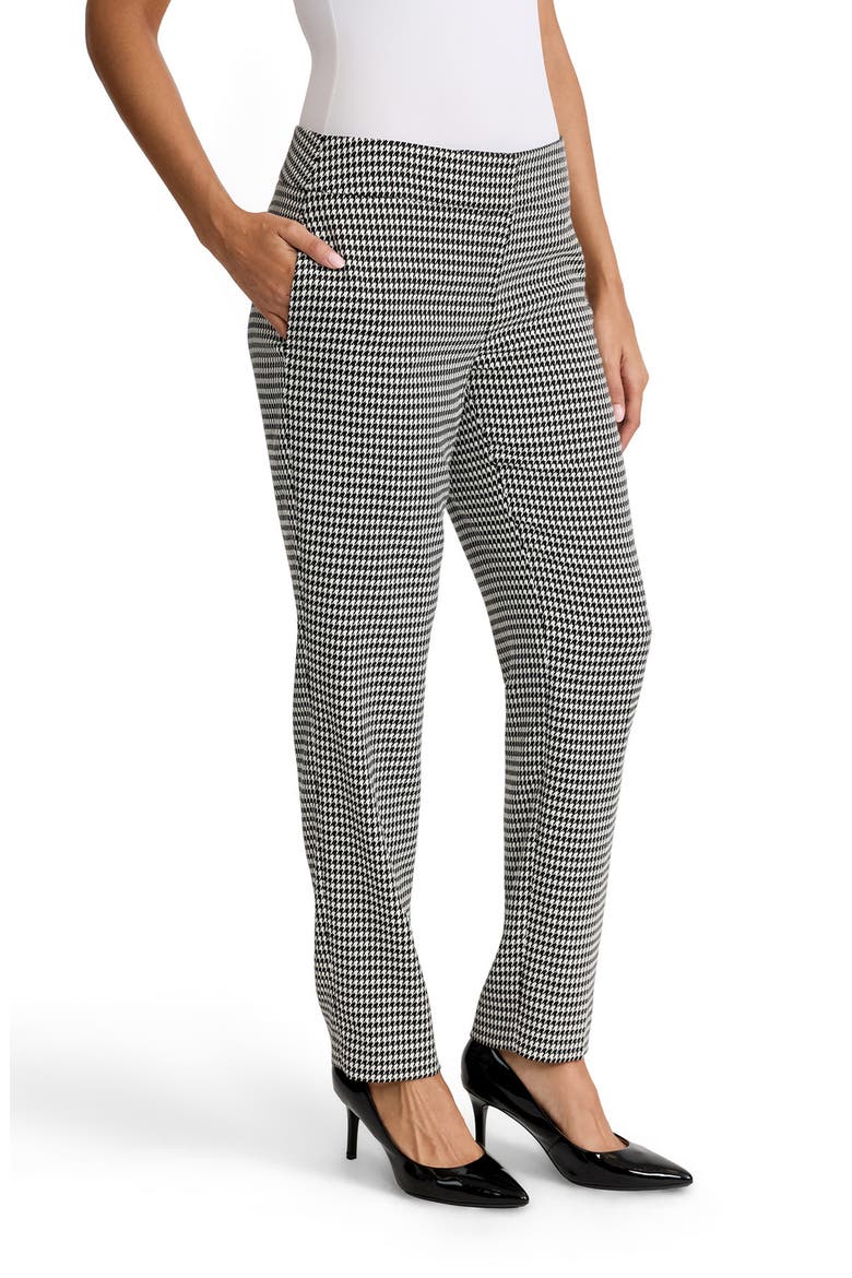 Houndstooth Slim Fit Trousers, Alternate, color, BLACK/ VANILLA ICE
