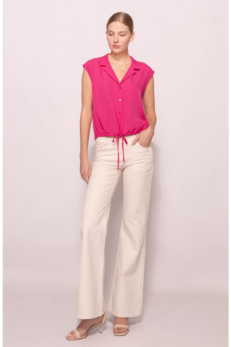 Drawstring Hem Sleeveless Button-Up Shirt, Alternate, color, MAGENTA