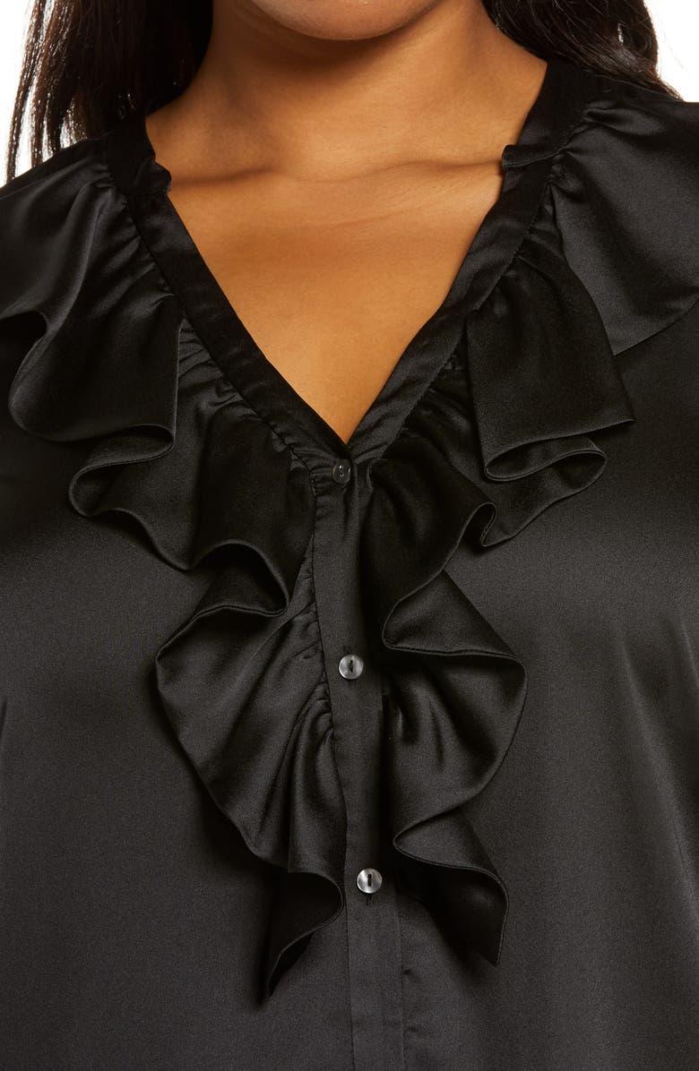 1.STATE Ruffle Neck Button-Front Blouse, Alternate, color, 