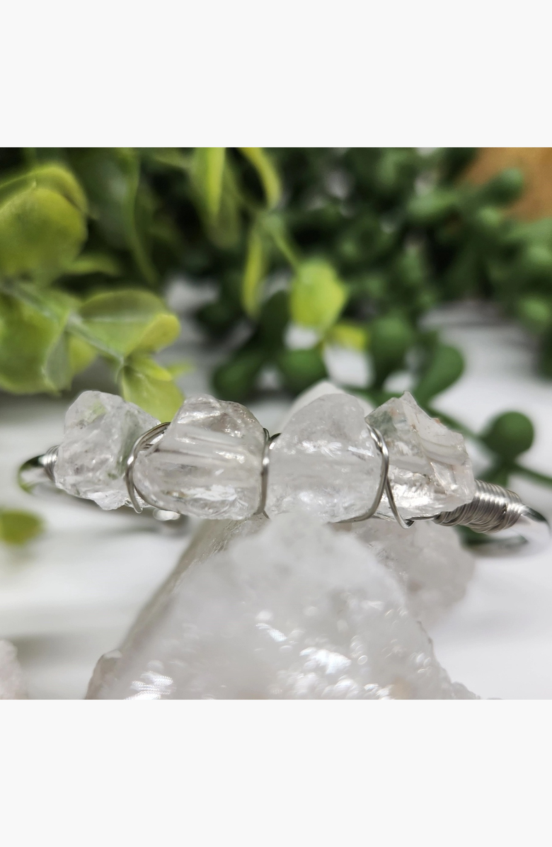Humanist Beauty Gemstone Wire-Wrapped Bracelet, Alternate, color, Clear Quartz / White Gold