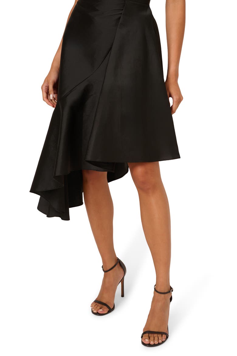 Crepe & Taffeta Cocktail Dress, Alternate, color, BLACK
