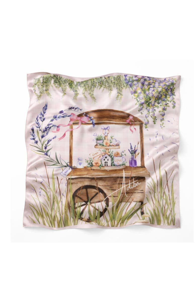 Lavender Bloom Cart Silk Scarf, Main, color, Multicolor