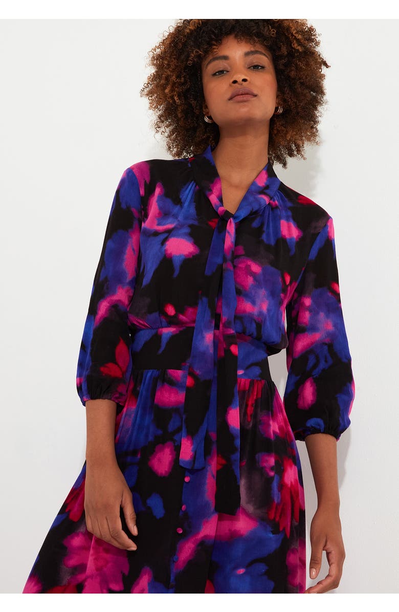 Joe Browns Tie Neck Printed Maxi Dress, Alternate, color, Watercolor Floral