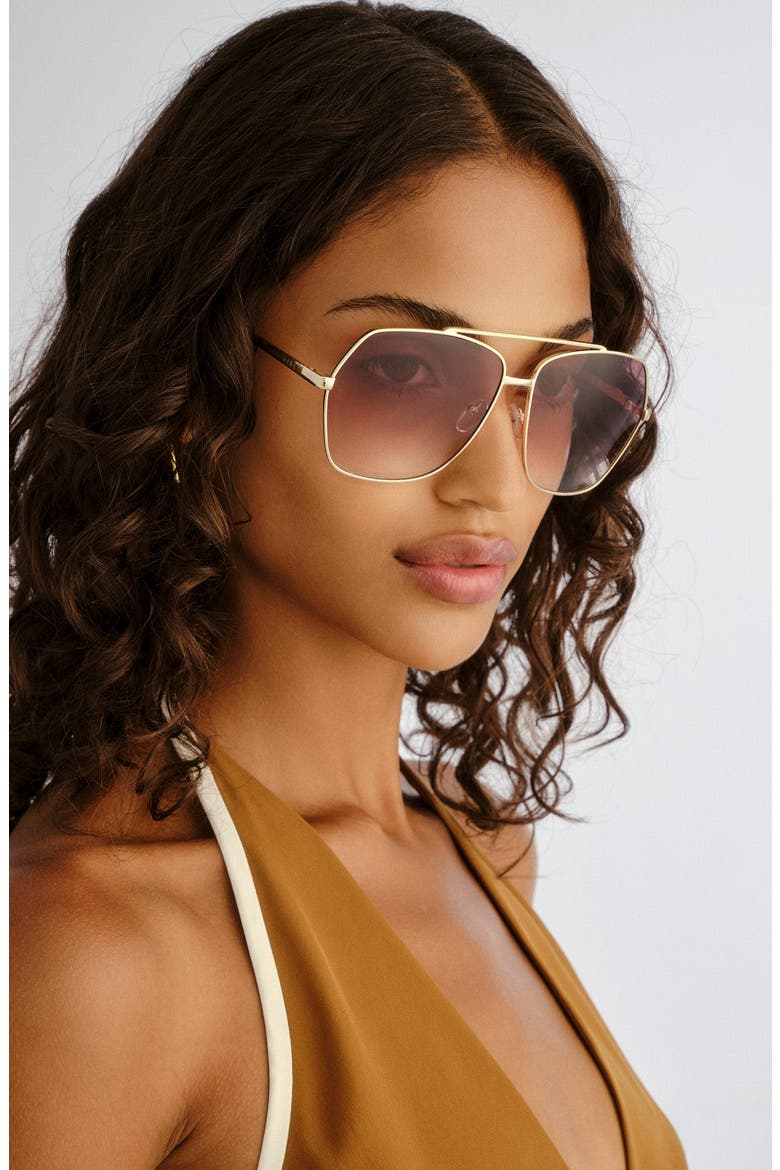 Celestine 62mm Oversize Aviator Sunglasses, Alternate, color, GOLD SAND / BROWN GRAD