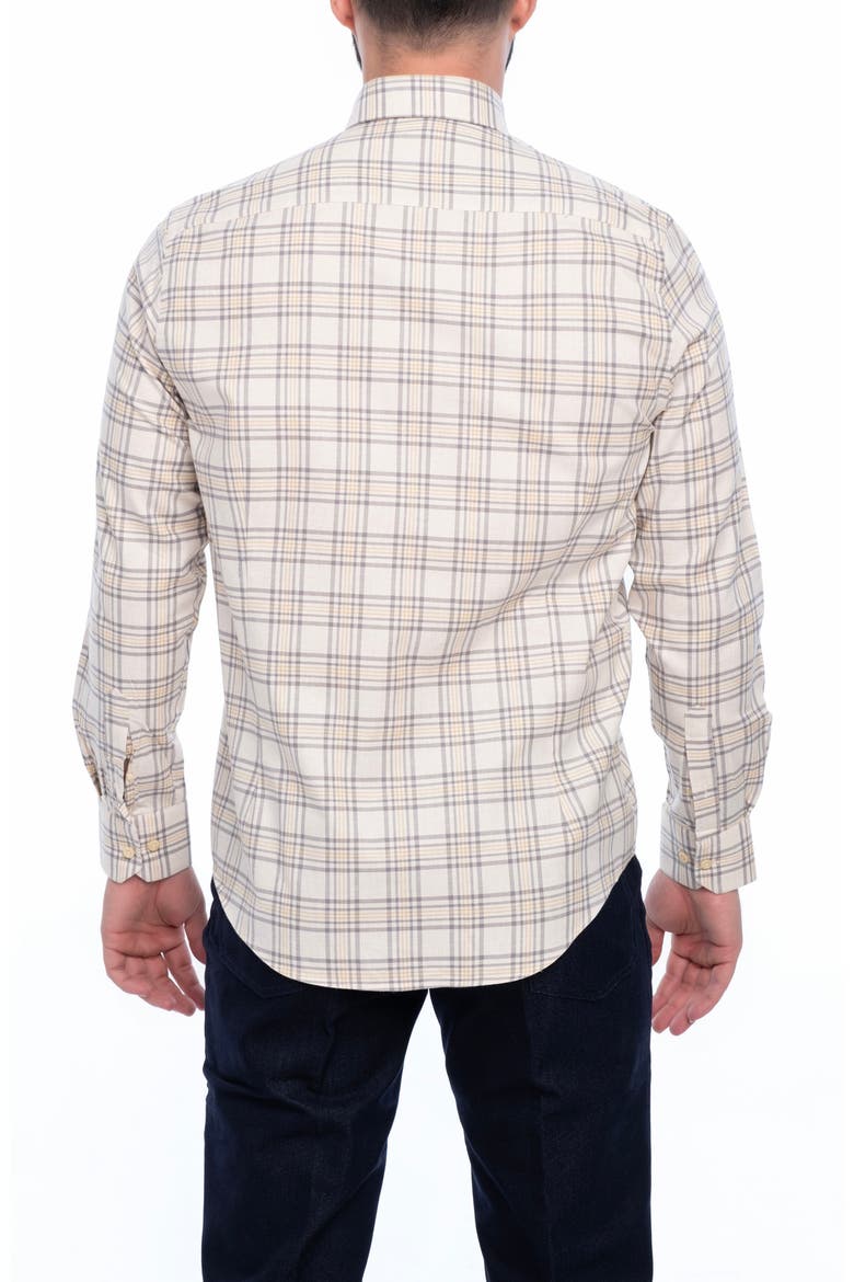Check Cotton Slim Fit Button Down Shirt, Alternate, color, BEIGE