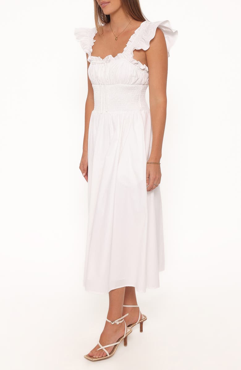 Petal & Pup Bronte Ruffle Strap Midi Dress, Alternate, color, White